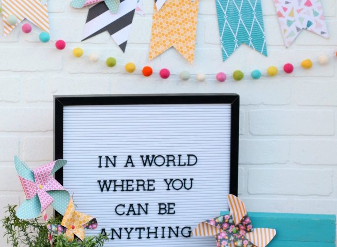 Spring pinwheel and banner diy decor