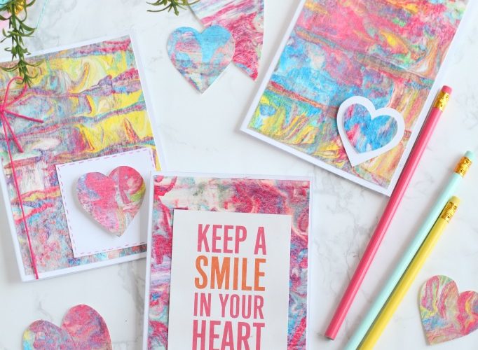 Diy mothers day marbled paper cards step 7