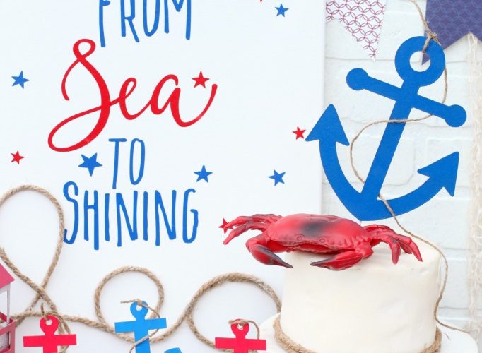 Nautical chipboard cake topper with cricut knife blade
