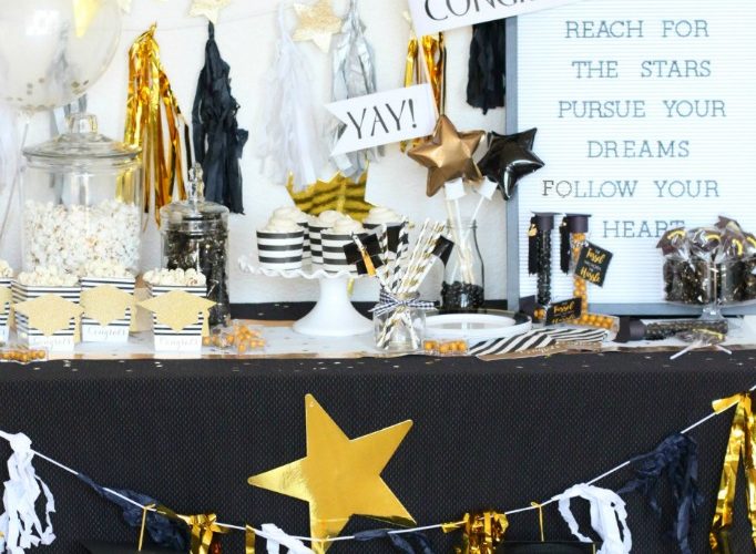 Star themed graduation dessert table gg