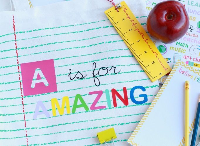 Diy a is for amazing teacher tote bag