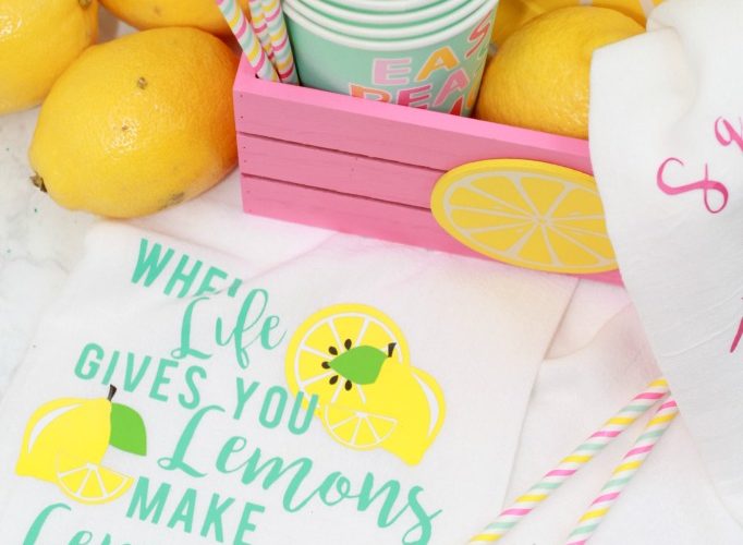 Lemonade tea towel with cricut iron on
