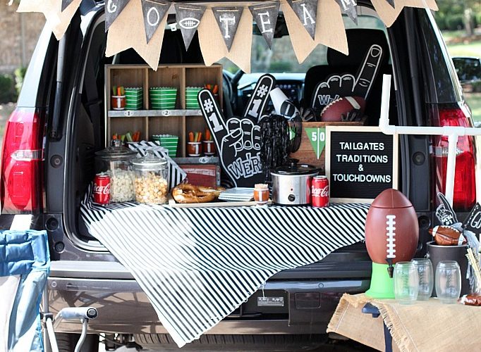 Tailgate party set up