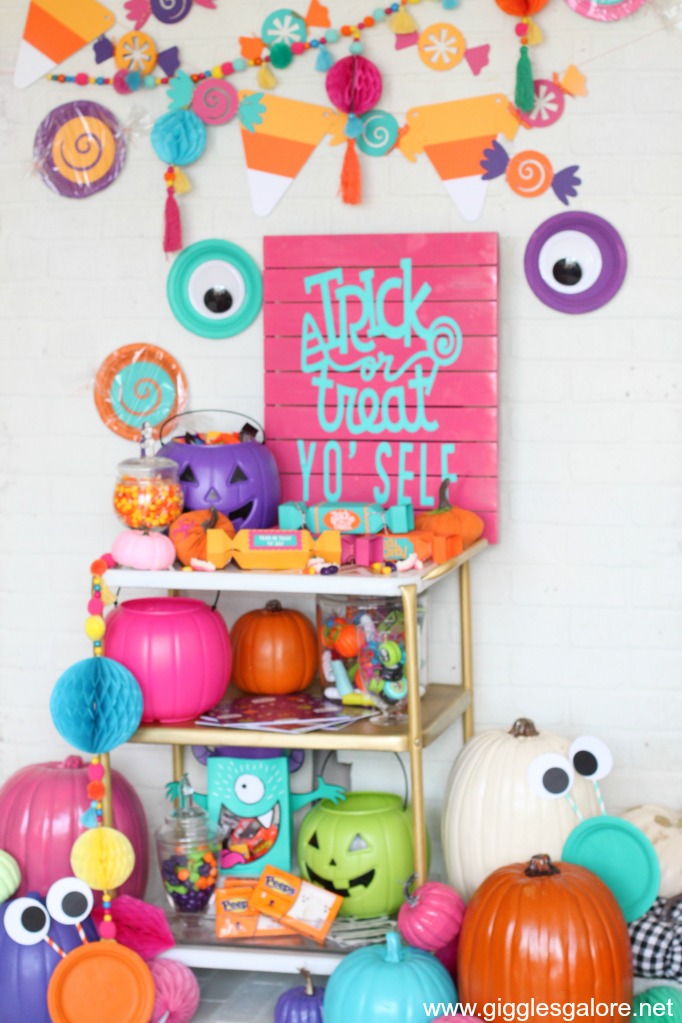 Colorful Trick or Treat Yo' Self Halloween Candy Cart