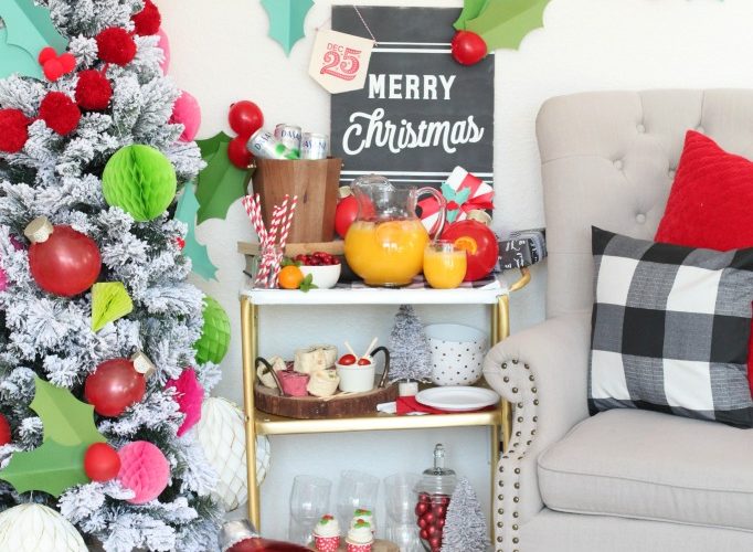 Holly jolly holiday party bar cart