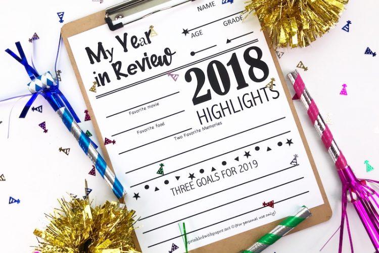 Free printable year in review