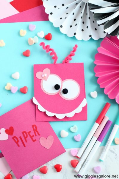 Monster valentine card with cricut maker