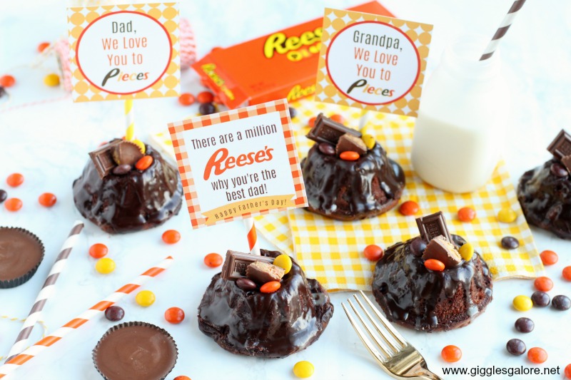 Fathers day reeses printable tags and mini bundt cake