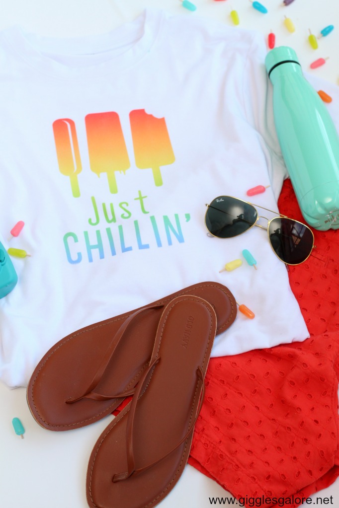 Just chillin popsicle shirt with cricut infusible ink