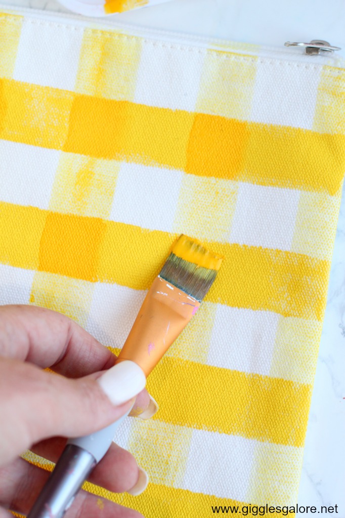 Diy gingham clutch with fabric paint step 4