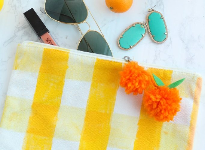 Diy yellow gingham summer clutch