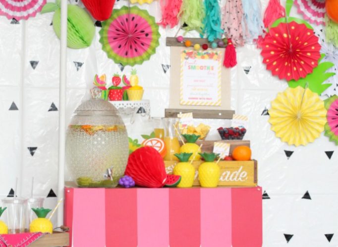 Summer fruit smoothie birthday party ideas