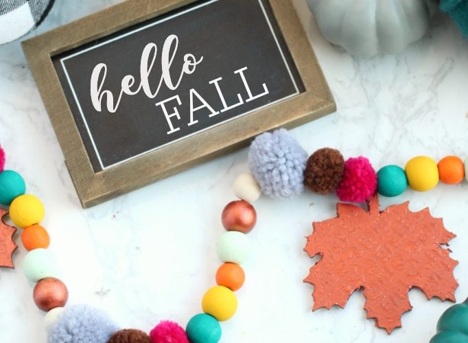 Colorful fall wood bead garland