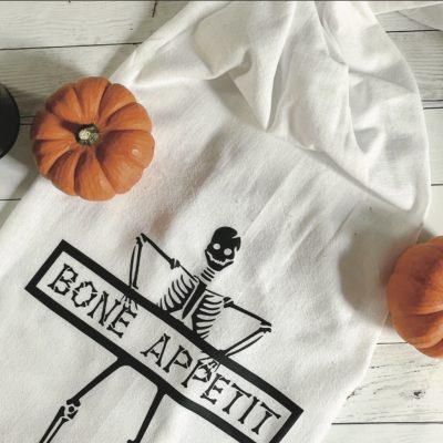 DIY Bone Appetit Halloween Kitchen Towels