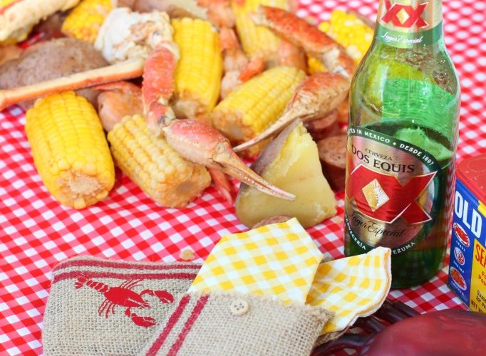 Crawfish boil party table
