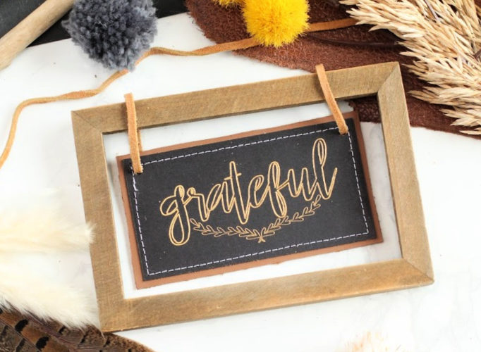 Faux leather and foil sign
