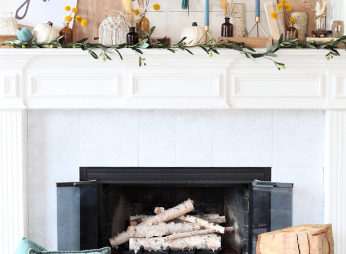 Natural boho fall mantel decor ideas