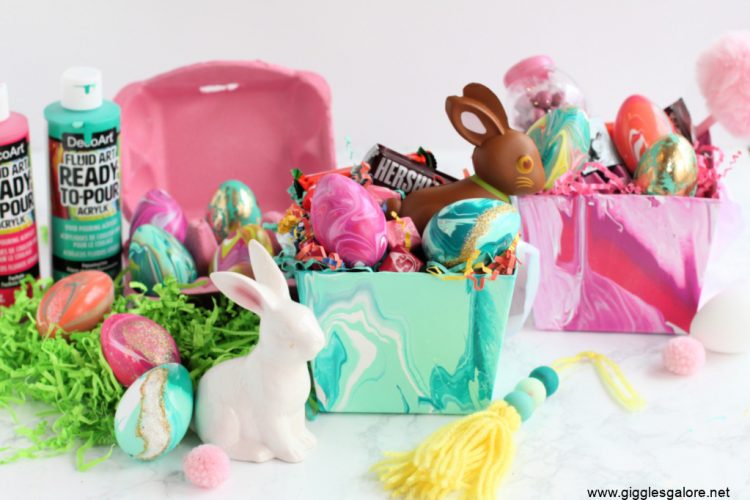 DIY Acrylic Paint Pour Easter Basket Giggles Galore