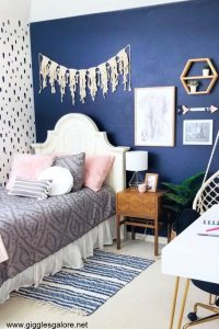 Navy boho bedroom makeover