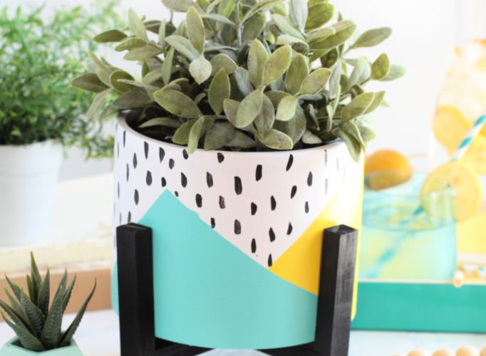 Diy front porch colorblock flower pot