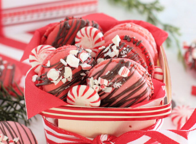 Peppermint Chocolate Macaron Gift Basket