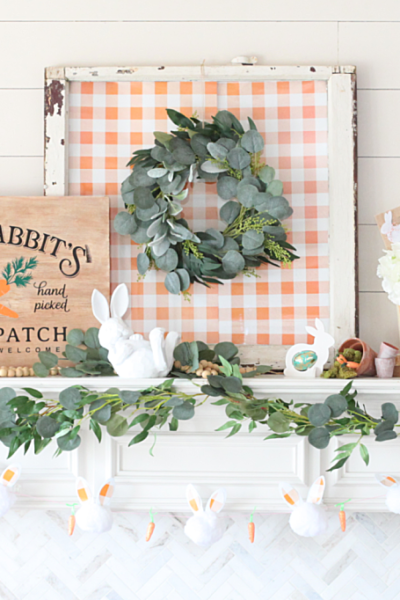 Eastter Bunnies and Carrots Mantel Decorations