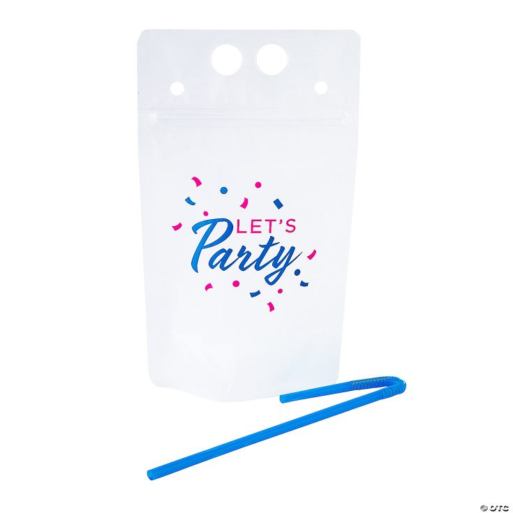 let s party collapsible plastic drink pouches with straws 25 pc 14209174