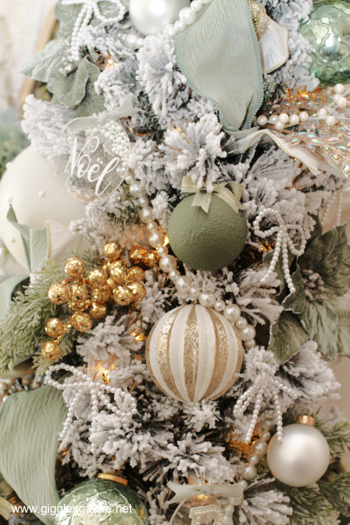 Pearl and Sage Green Christmas Tree Ornaments Pearl and Sage Green Christmas Tree Ornaments