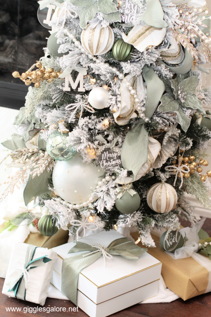 Sage Green Christmas Tree with Pearls Sage Green Christmas Tree with Pearls